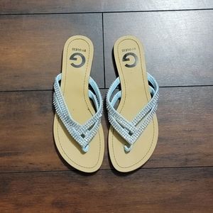 G by Guess Light Blue Sparkle Sandals